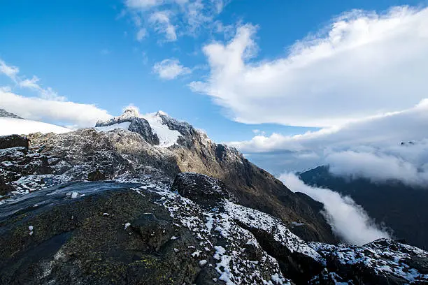 The snow-capped peak of Mountain Rwenzori in Uganda
