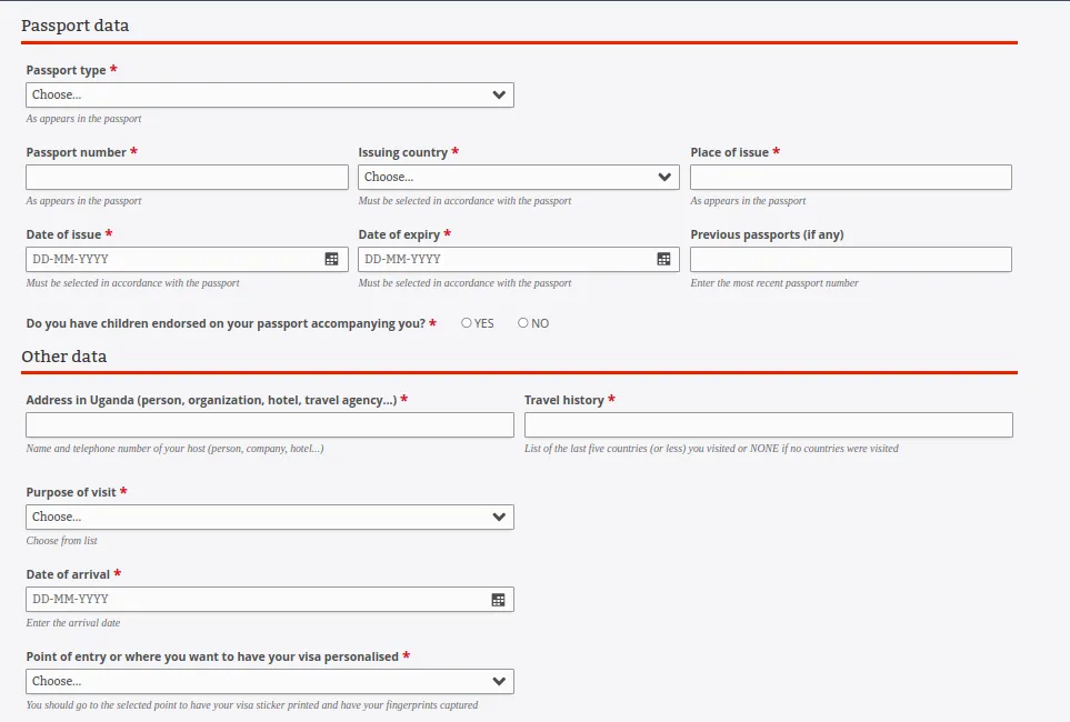 Uganda Immigration Portal application form for East Africa Tourist Visa