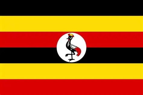 Uganda national flag displaying the crested crane in the center