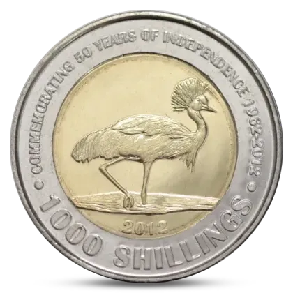 Bronze and silver 1,000 Ugandan shilling coin