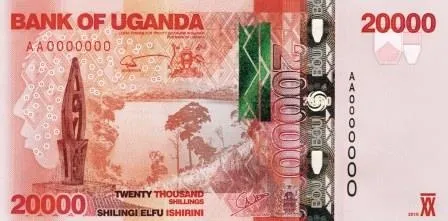 Red 20,000 Uganda Shilling note