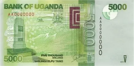Green 5,000 Uganda Shilling note