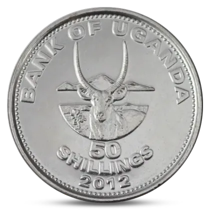 Silver 50 Ugandan Shilling coin